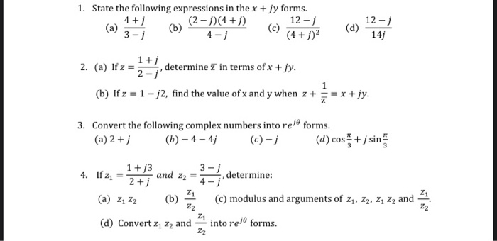 Solved 1 State The Following Expressions In The X Jy F Chegg Com