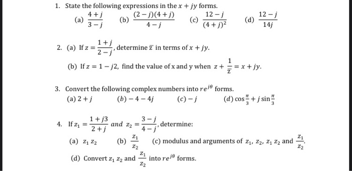 1 State The Following Expressions In The X Jy Chegg Com