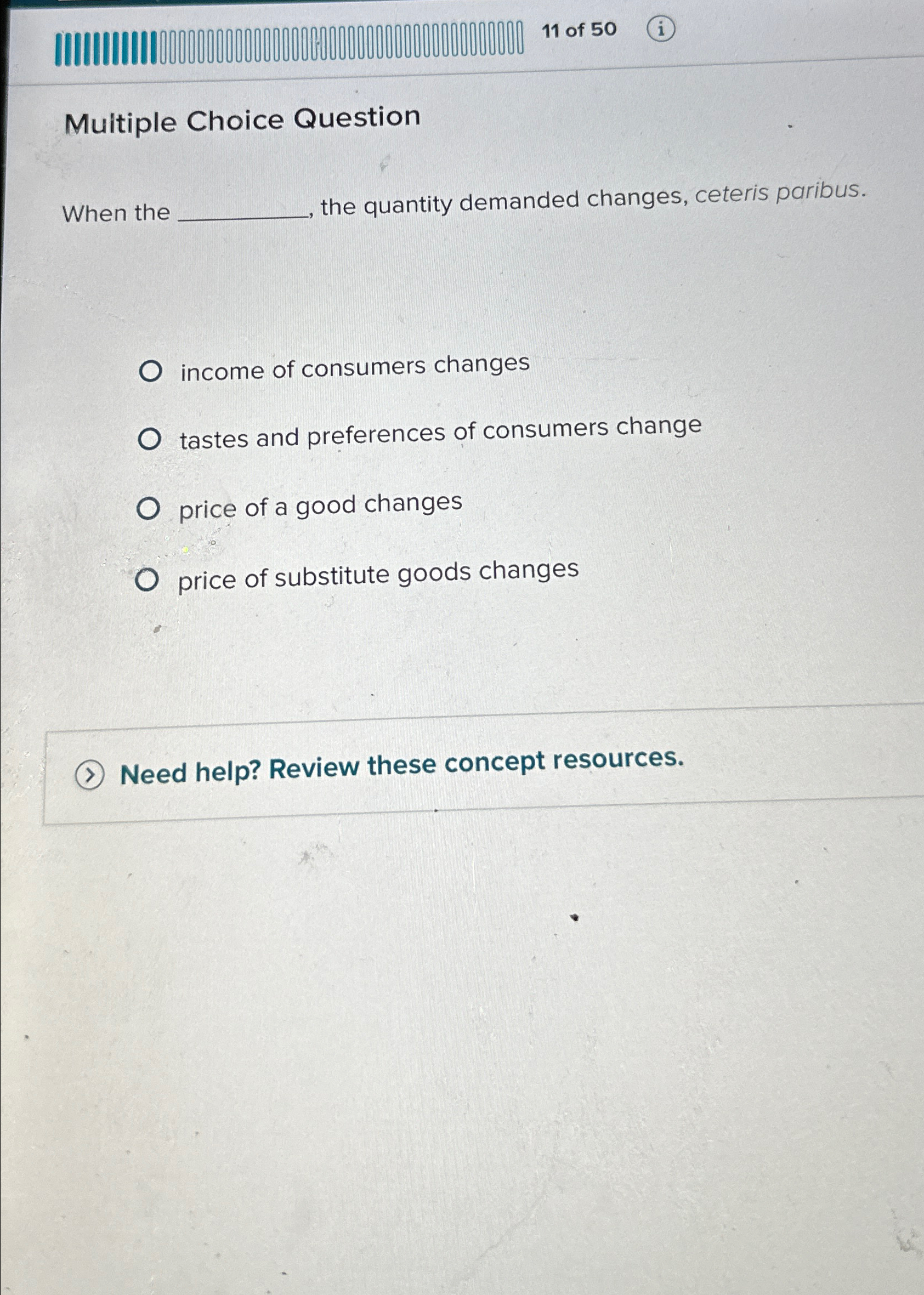 Solved 11 ﻿of 50(i)Multiple Choice QuestionWhen the the | Chegg.com