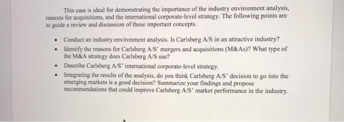 Solved CARLSBERG IN EMERGING MARKETS INTRODUCTION This case | Chegg.com