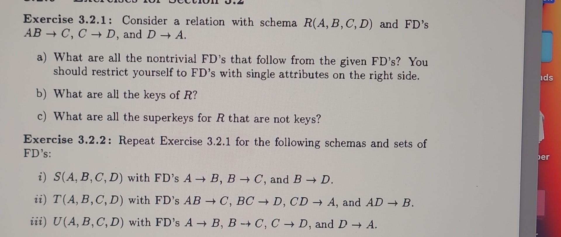 Solved Exercise 3.2.1: Consider A Relation With Schema | Chegg.com