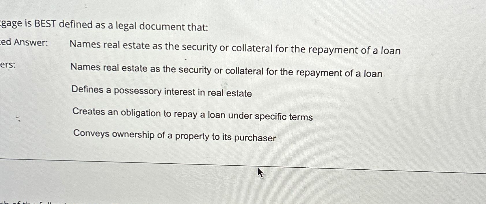 Solved gage is BEST defined as a legal document that\\ned