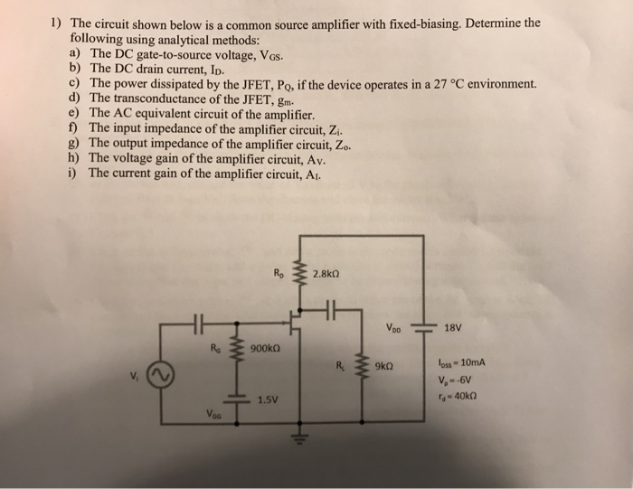 Solved 1) The circuit shown below is a common source | Chegg.com