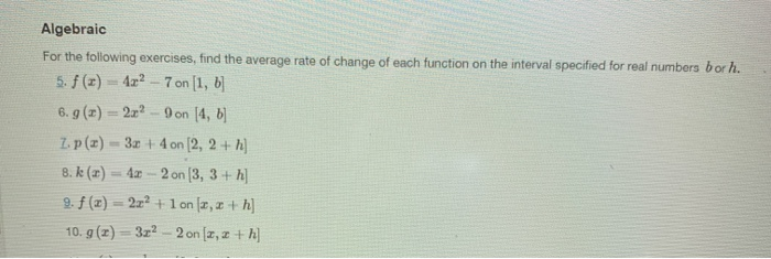 Solved Algebraic For the following exercises, find the | Chegg.com