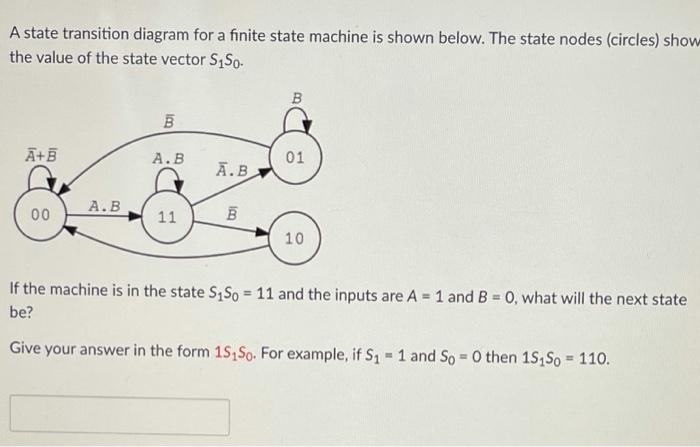 Solved A state transition diagram for a finite state machine | Chegg.com
