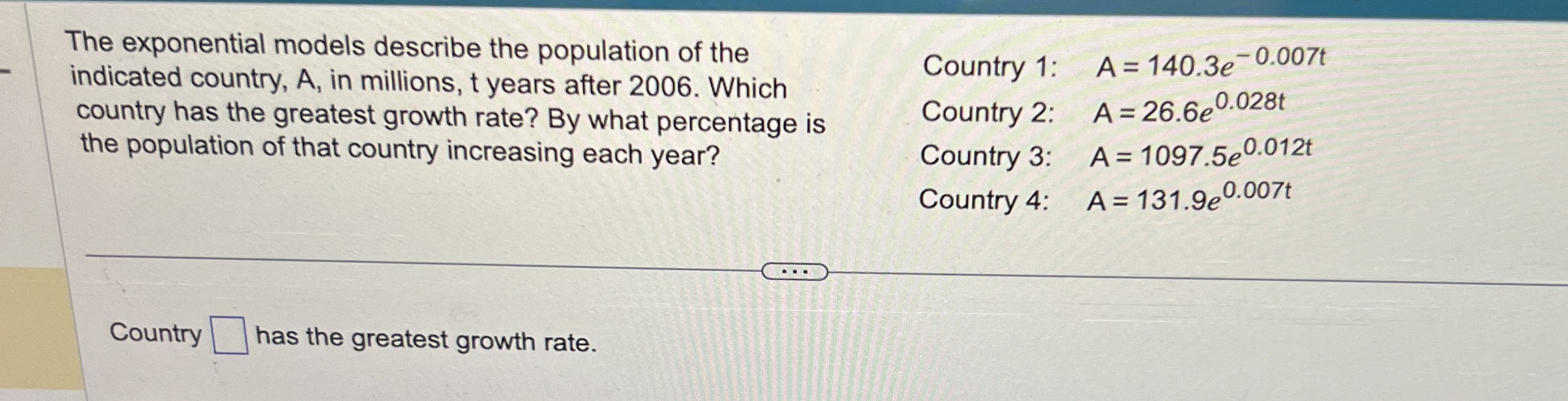 Solved The exponential models describe the population of the | Chegg.com