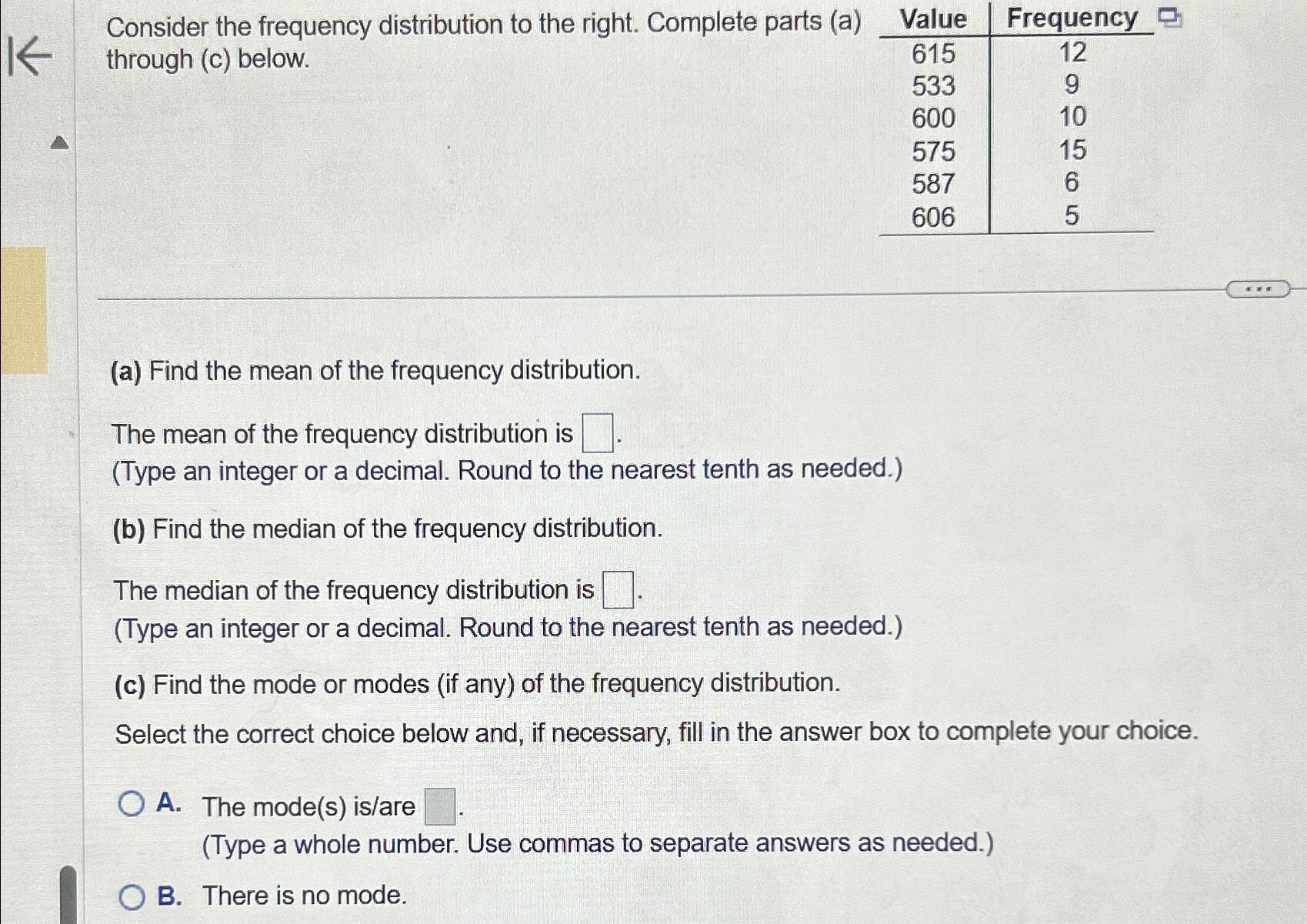 Solved Consider The Frequency Distribution To The Right. | Chegg.com