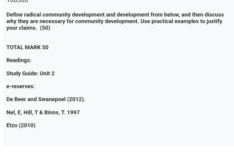 Radical Community Development Solved Define radical community development and development | Chegg.com