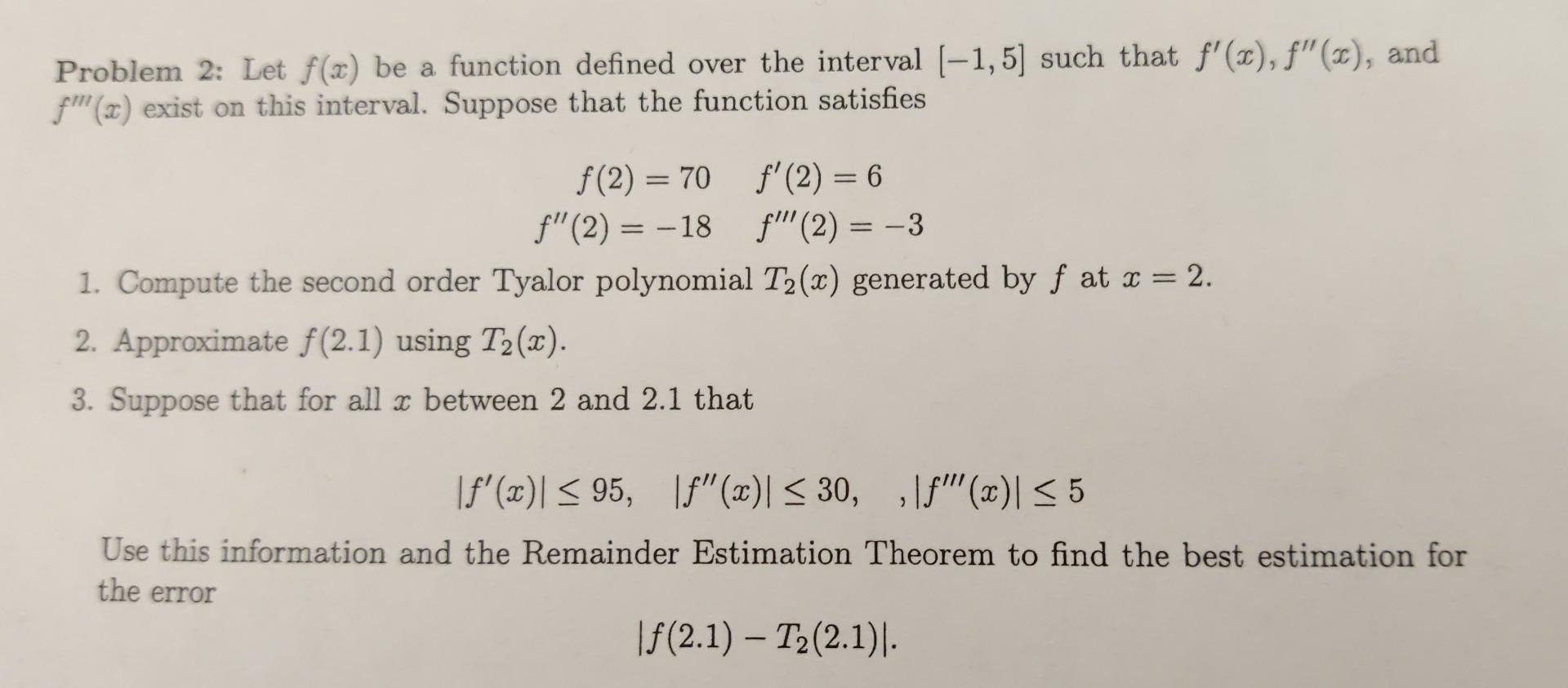 Solved Problem 2: Let f(x) be a function defined over the | Chegg.com
