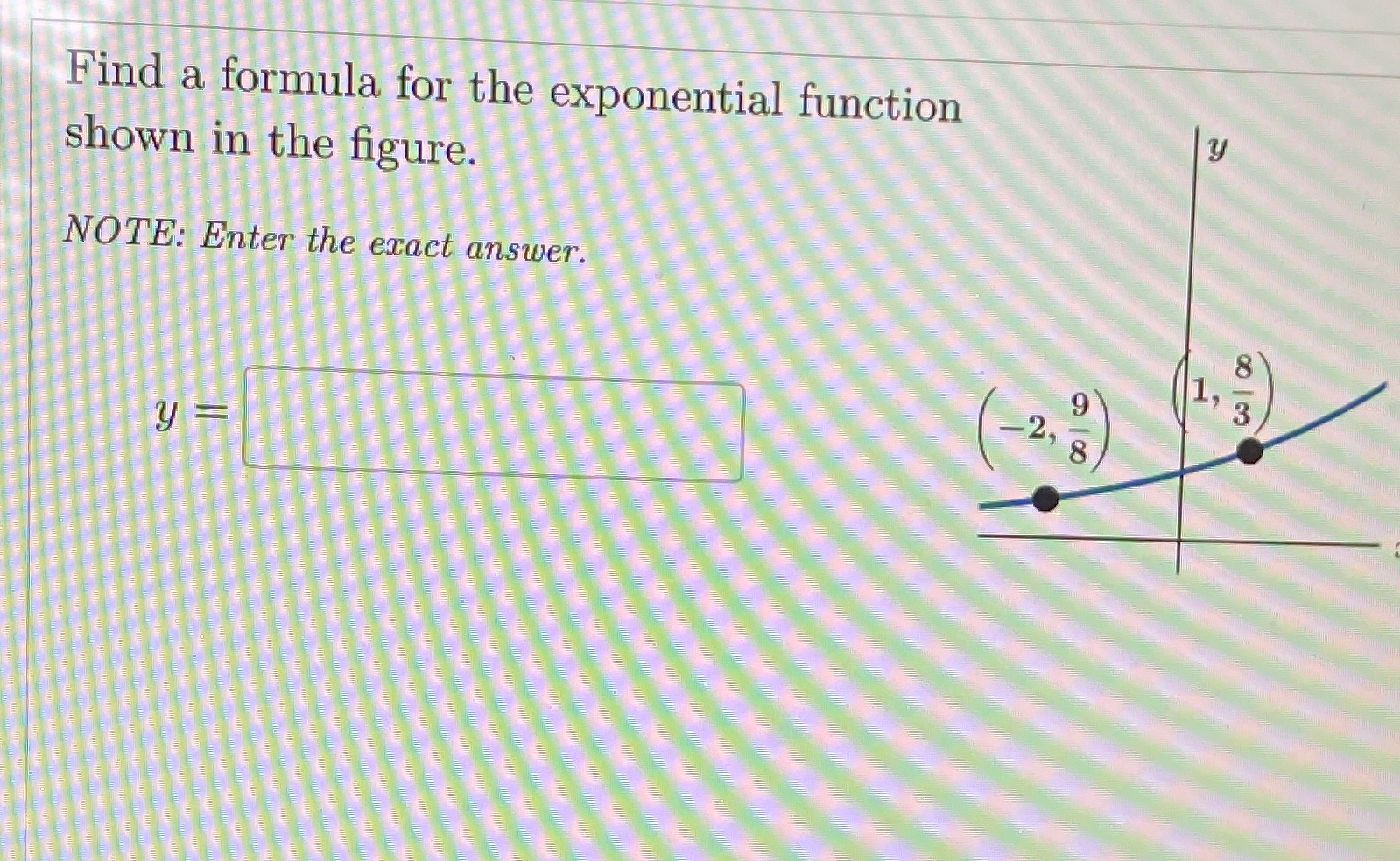 Solved Find a formula for the exponential functior shown in | Chegg.com
