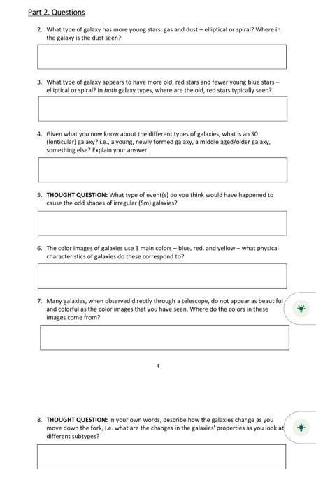 Solved 2 What type of galaxy has more young stars gas and Chegg com