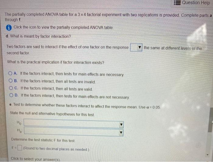 Solved The partially completed ANOVA table for a 3 x 4 | Chegg.com