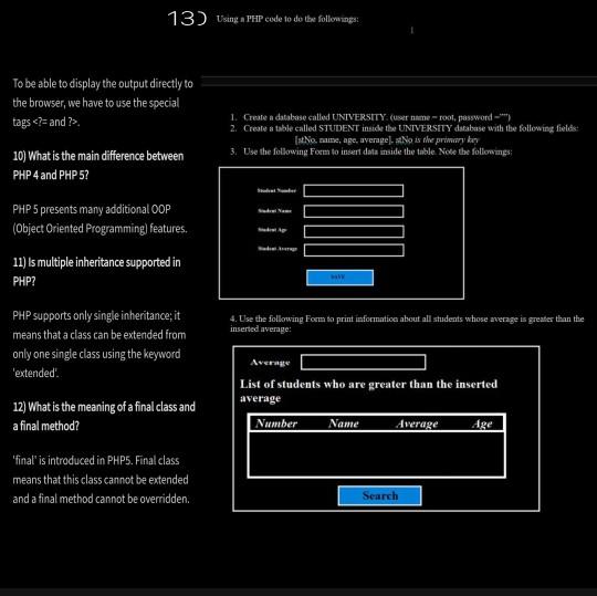 Solved 13) Using a PHP code to do the followings: To be able | Chegg.com