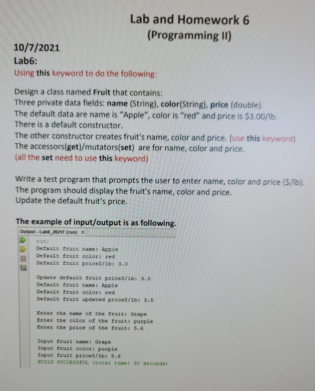 Solved Lab and Homework 6 (Programming ) 10/7/2021 Lab6: | Chegg.com