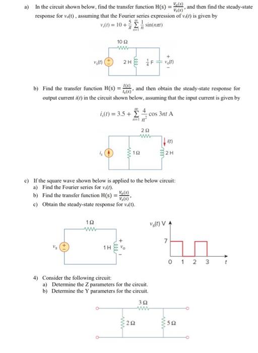 Solved V.) a) In the circuit shown below, find the transfer | Chegg.com