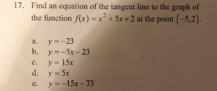 Solved 7. Find an equation of the tangent line to the graph | Chegg.com