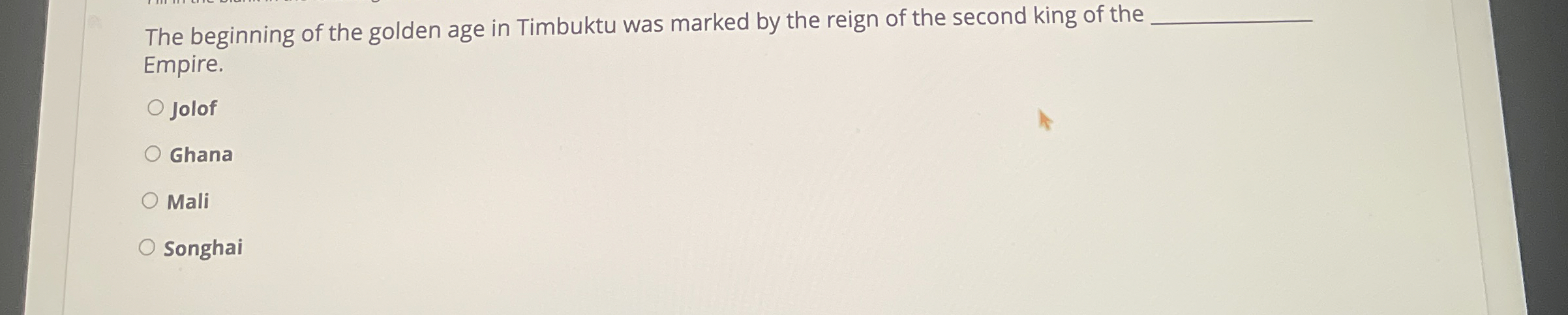 Solved The beginning of the golden age in Timbuktu was | Chegg.com