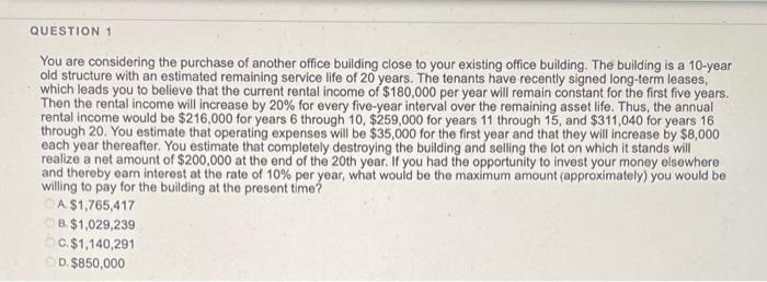 Solved QUESTION 1 You are considering the purchase of | Chegg.com