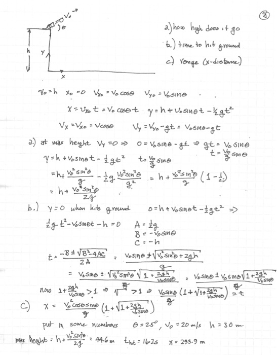 Solved H Yo Eh Voy Zo V Projectile Examples 2 Time To B Chegg Com