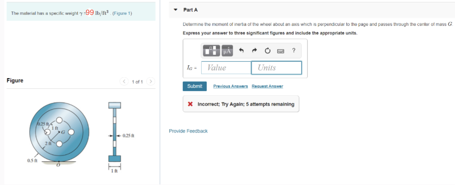 Solved The material has a specific weight γ=99lbft3. (Figure | Chegg.com