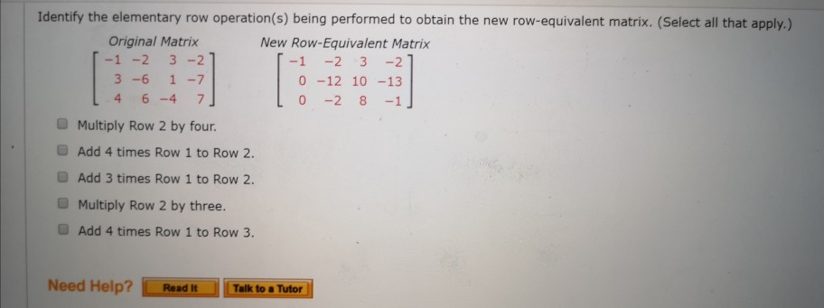 Solved Identify the elementary row operation s being Chegg