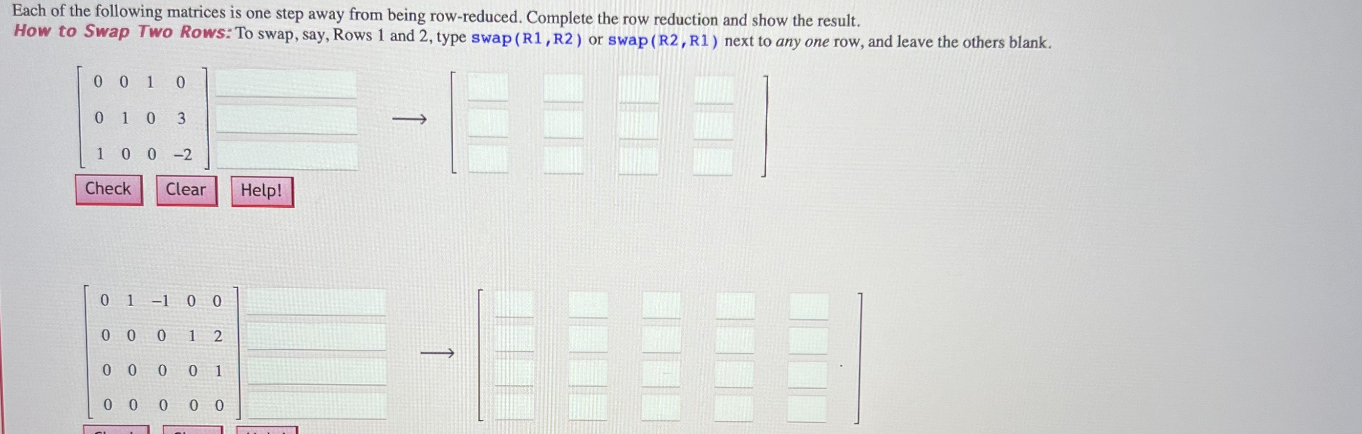 Solved Each of the following matrices is one step away from | Chegg.com
