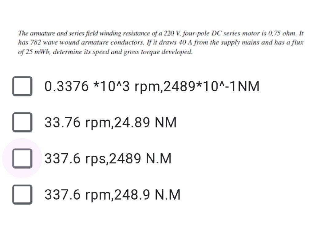 Solved The armature and series field winding resistance of a