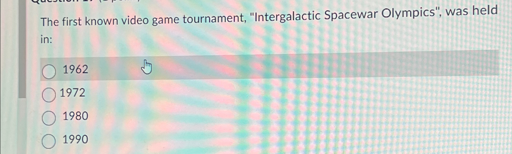 Solved The first known video game tournament, 
