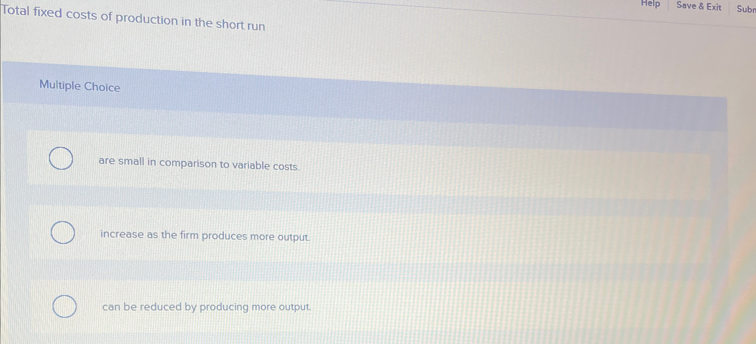 Solved Total fixed costs of production in the short | Chegg.com