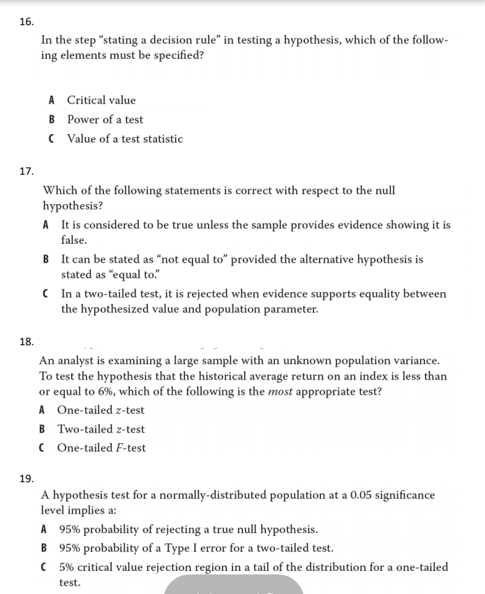 hypothesis testing decision rule