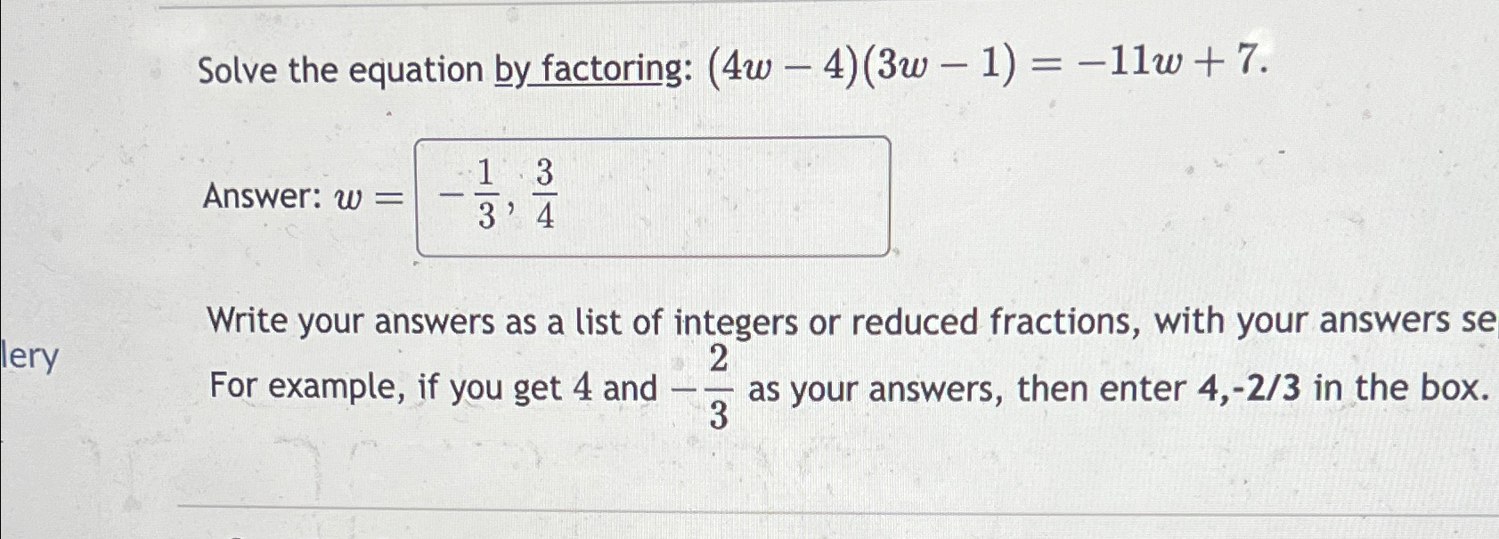 Solved Solve the equation by factoring: | Chegg.com