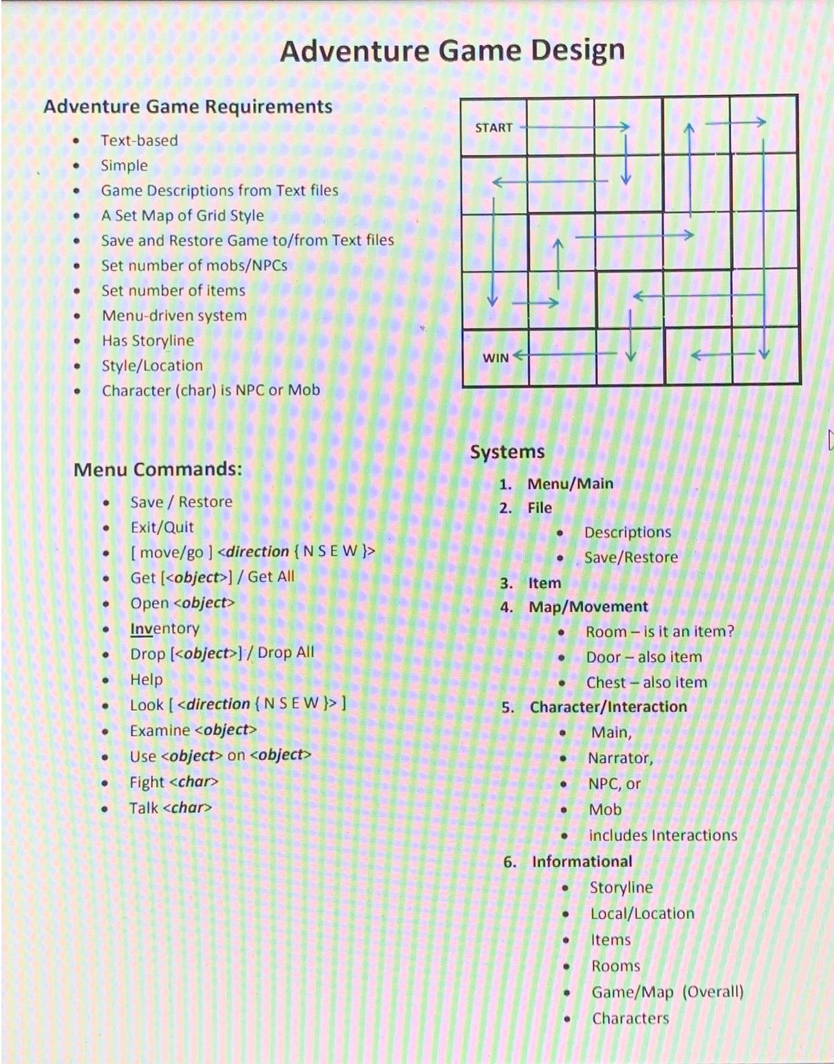 Solved Adventure Game Design (in C++ ﻿programming language). | Chegg.com
