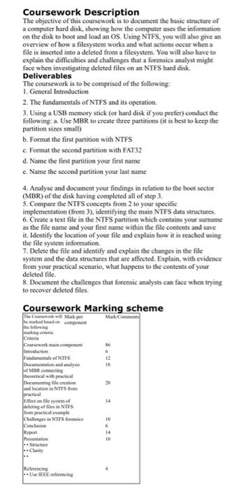 Solved Coursework Description The objective of this | Chegg.com
