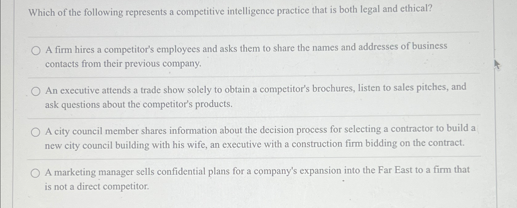 Solved Which Of The Following Represents A Competitive | Chegg.com