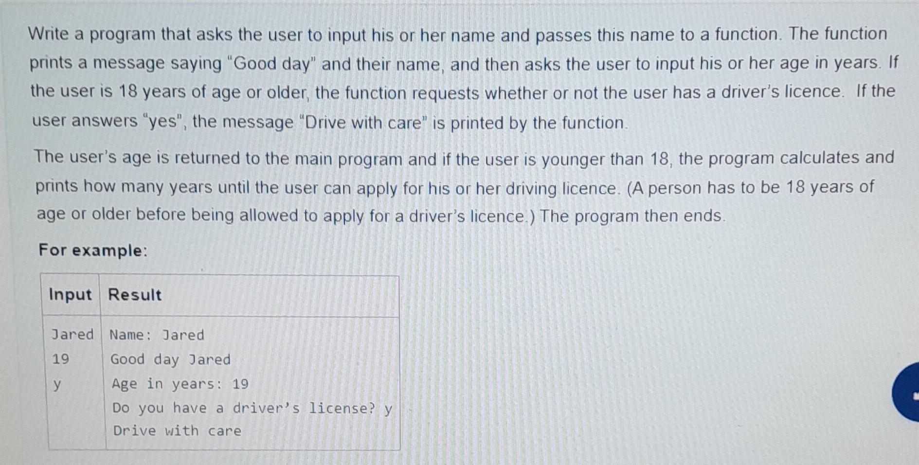 Solved Write a program that asks the user to input his or | Chegg.com