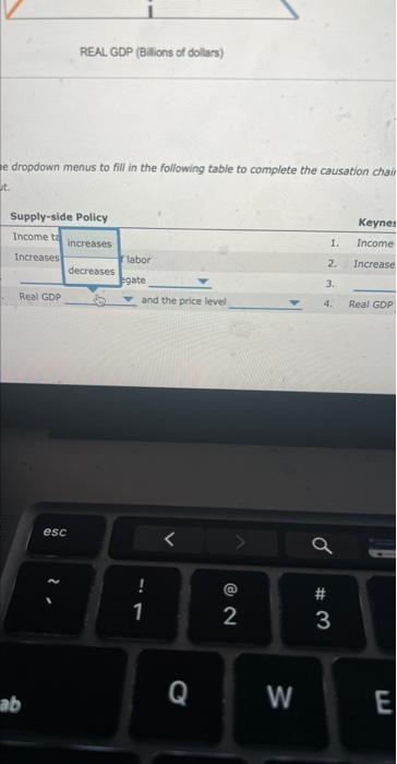 e dropdown menus to fill in the following table to complete the causation chai