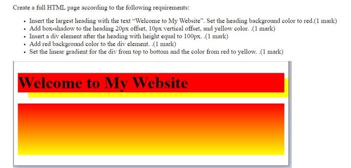 Solved Create a full HTML page according to the following | Chegg.com