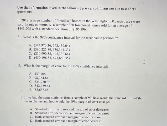 Solved Use the information given in the following paragraph | Chegg.com