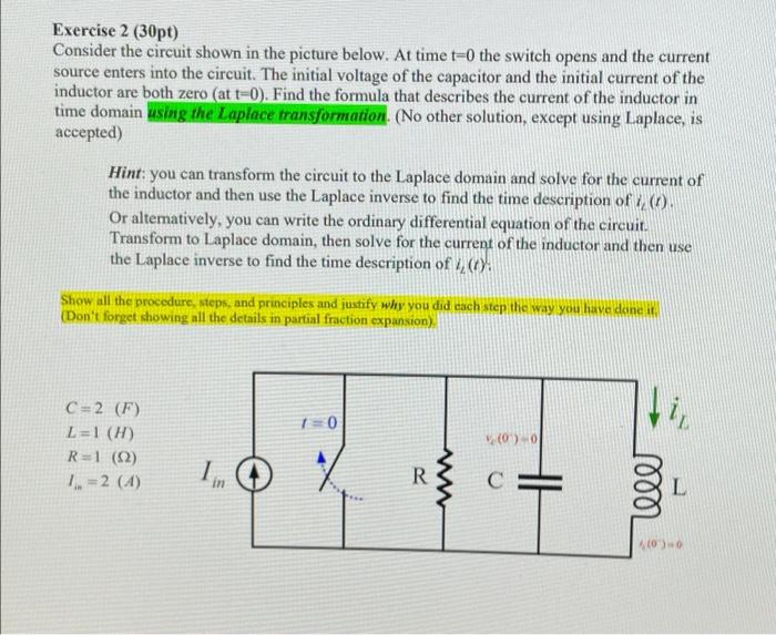 Solved Exercise 2 (30pt) Consider The Circuit Shown In The | Chegg.com