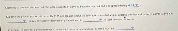 According to the midpoint method, the price elasticity of demand between points A and B is approximately
Suppose the price of