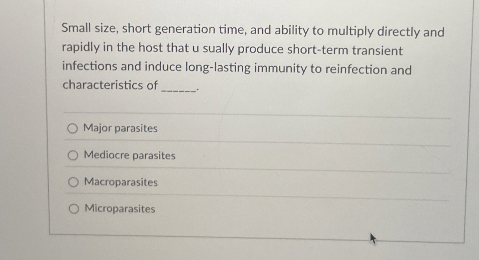 Solved Small size, short generation time, and ability to | Chegg.com