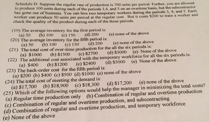 Solved 1 2 6 800 A production manager needs to develop a | Chegg.com