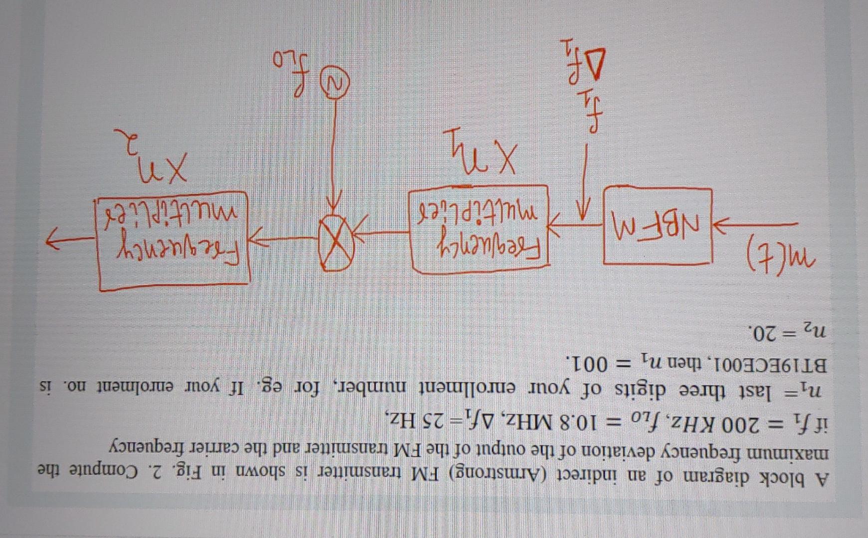 Solved A block diagram of an indirect (Armstrong) FM