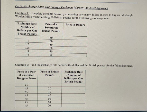 Worksheet 3 currency exchange answers image