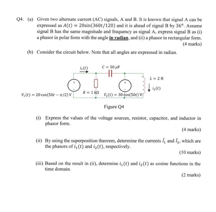 Solved 4. (a) Given Two Alternate Current (AC) Signals, A | Chegg.com