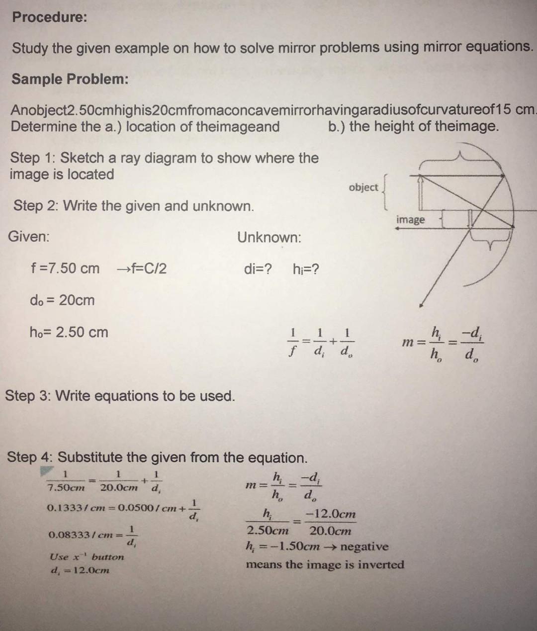 Solved Procedure Study the given example on how to solve