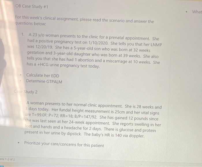 Solved For this week's clinical assignment, please read the | Chegg.com