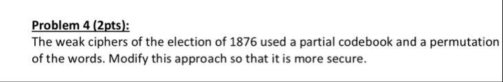 Solved Problem 4 (2pts):The weak ciphers of the election of | Chegg.com