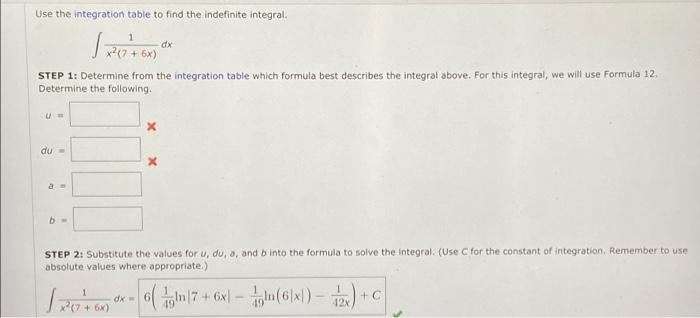 Solved Use the integration table to find the indefinite | Chegg.com