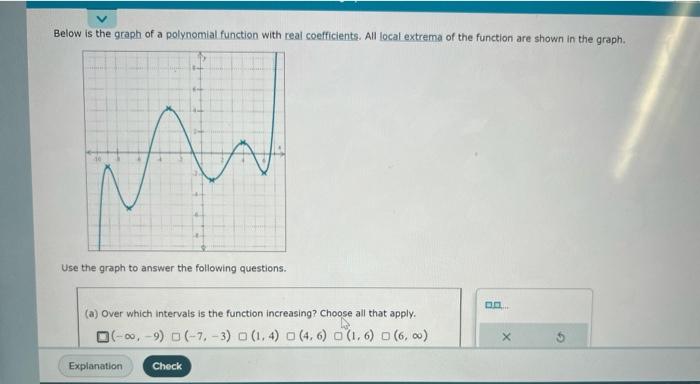 Solved (a) Over which intervals is the function increasing? | Chegg.com